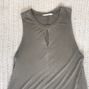 High neck light olive green summer dress!